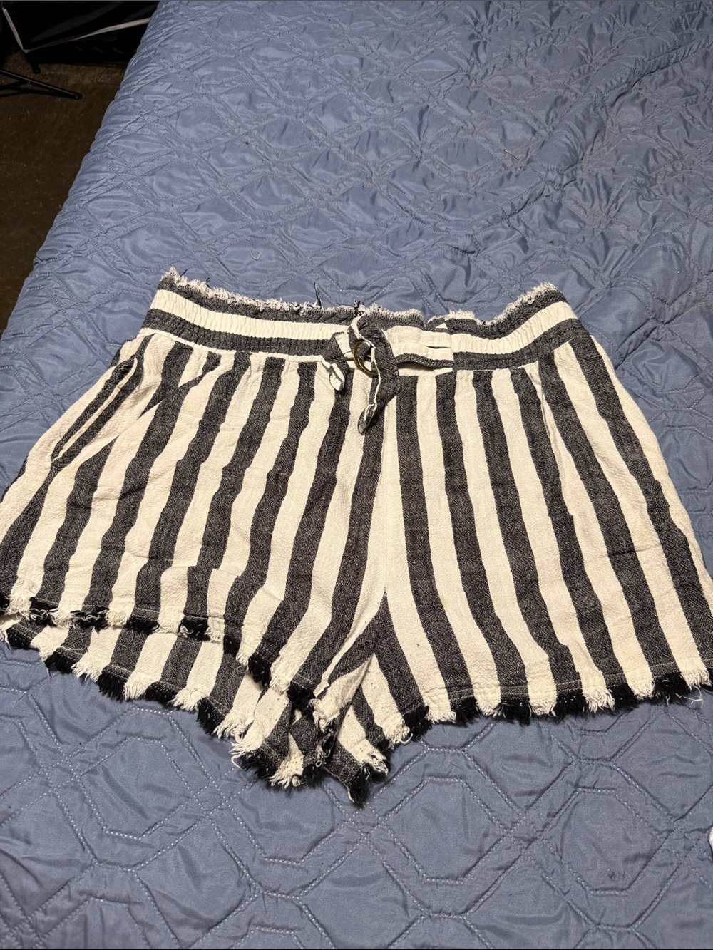 Striped Black & white Women's Drawstring Shorts
